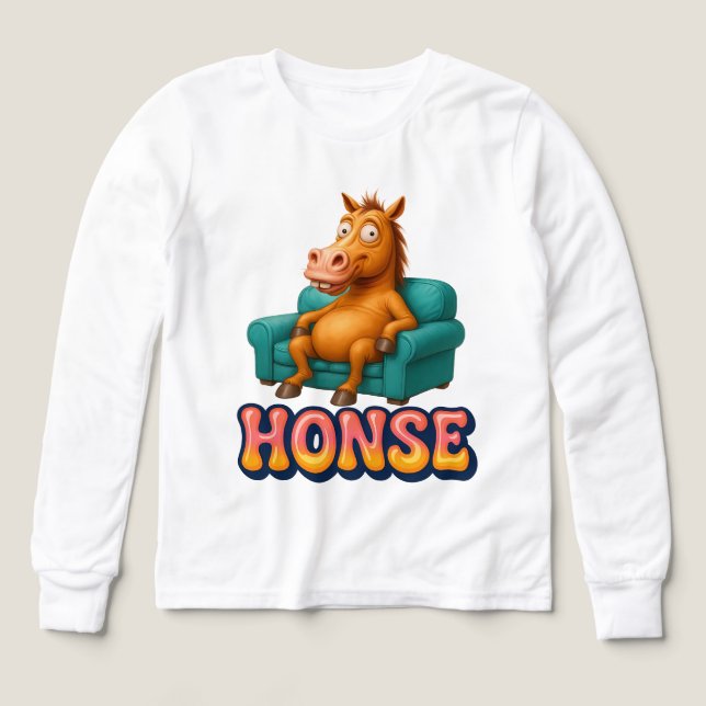 Camiseta divertida para niños con meme de caballo  (Diseño frontal)