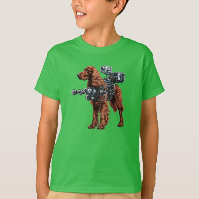 Camiseta divertida para niños de robot Setter Irla (Anverso)