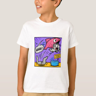 Camiseta divertida para niños de Super Cat y pez
