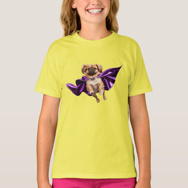 Camiseta divertida para niños de superhéroe pekiné (Anverso)