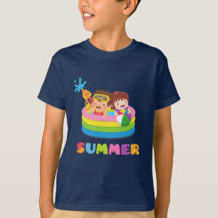Camiseta divertida para niños en la piscina de agu
