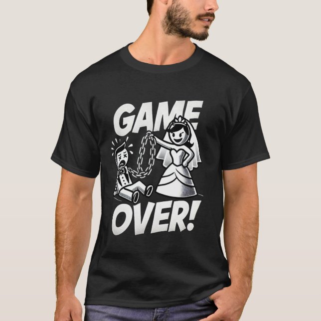 Camiseta divertida para novio 'Game Over' para des (Anverso)