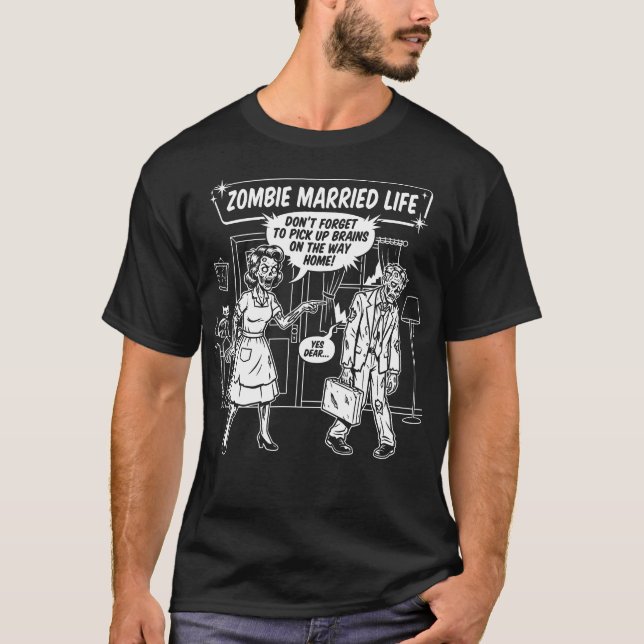 Camiseta divertida para parejas casadas zombies (Anverso)