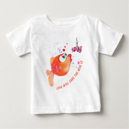 Camiseta divertida para peces y gusanos bebé
