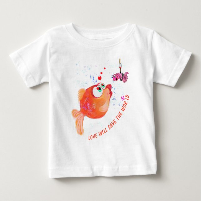 Camiseta divertida para peces y gusanos bebé (Anverso)