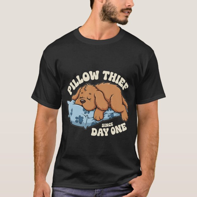 Camiseta divertida para perros que roban almohadas (Anverso)