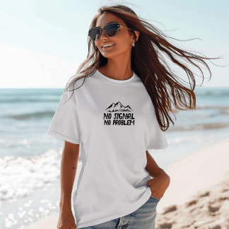 Camiseta divertida para senderismo Sin señal, sin 