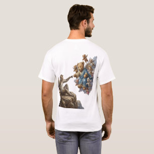 Camiseta divertida parodia de la creación de Adán 