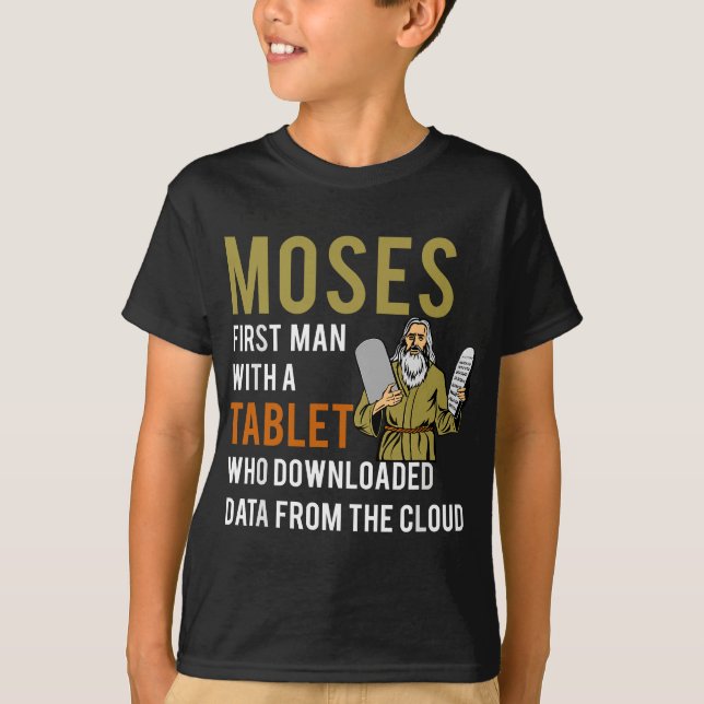 Camiseta Divertida Pascua Judía Moses Tablet Data Comp (Anverso)