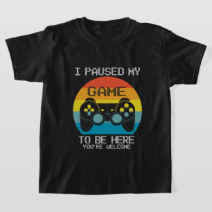Camiseta divertida pausa juego de gamer palabra arte unisex