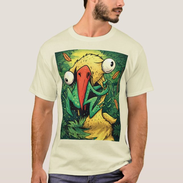 Camiseta Divertida Pelican vs Frog Swamp Nunca te  (Anverso)