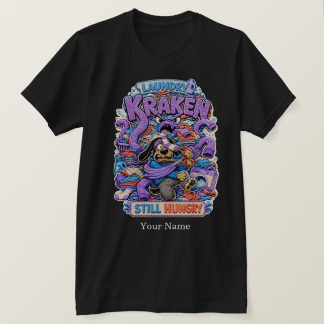 Camiseta divertida personalizada de Laundry Kraken (Anverso del diseño)