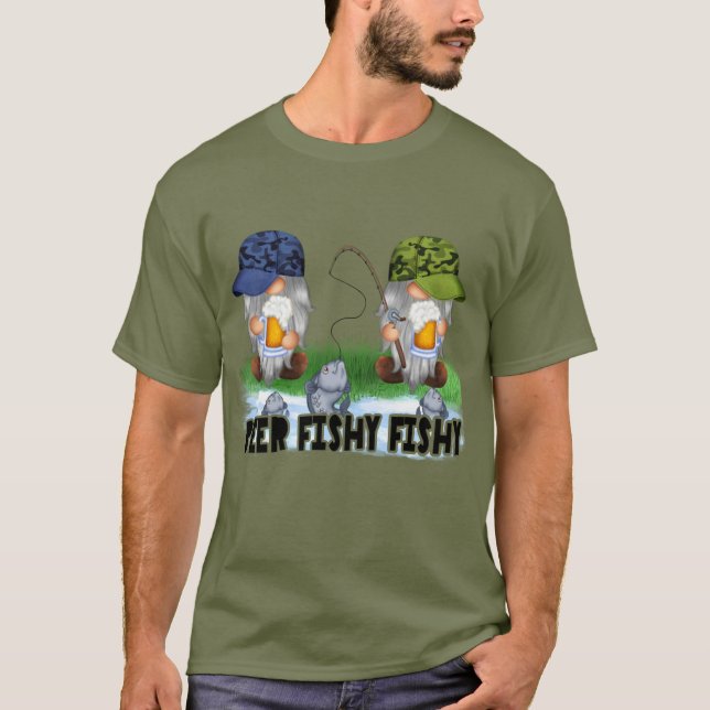 Camiseta divertida pesca de cerveza gnomes hombres (Anverso)