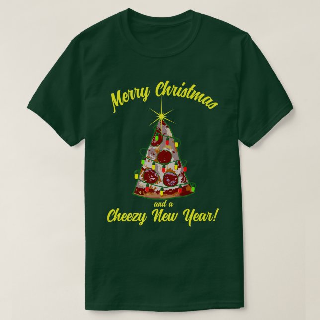 Camiseta divertida Pizza Christmas Tree  (Diseño del anverso)