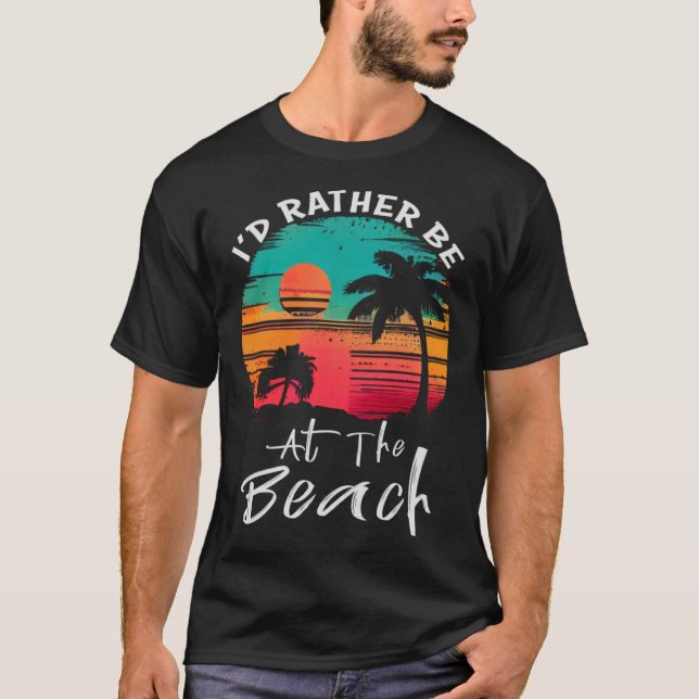 Camiseta Divertida Playa De Verano Prefiero Estar En La Pla (Anverso)