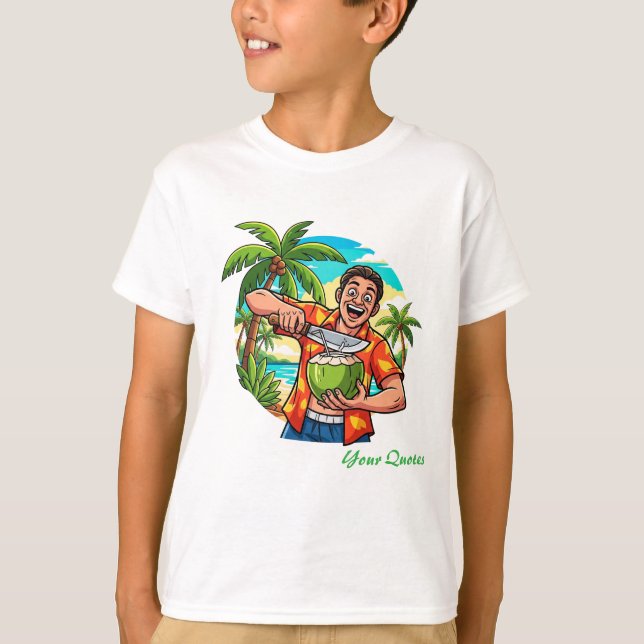 Camiseta Divertida Playa Tropical de Coco (Anverso)