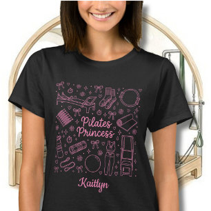 Camiseta Divertida Princesa de Pilates Rosa Nombre de Coque