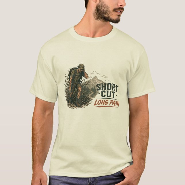 Camiseta divertida que dice Short Cut - Long Pain (Anverso)