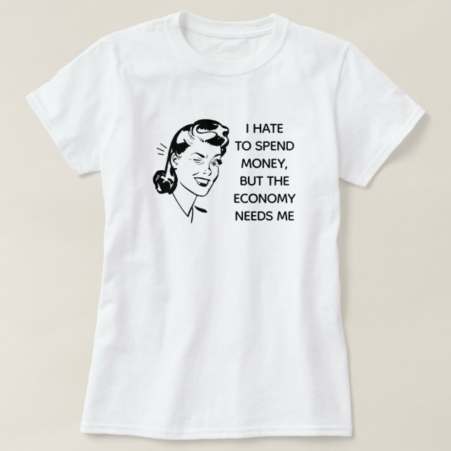 Camiseta divertida retro para ir de compras (Diseño del anverso)