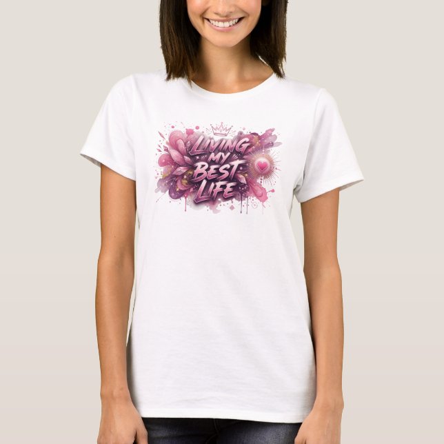 Camiseta divertida rosa DECLARANDO MI VIDA Stateme (Anverso)