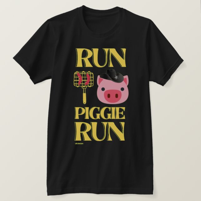 camiseta divertida "RUN PIGGIE" (Anverso del diseño)