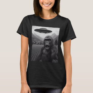 Camiseta Divertida Selfie de Abducción de Gorila por Ovni A