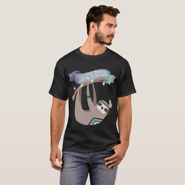 Camiseta Divertida Sloth - Odio los lunes despiértame el vi (Anverso completo)