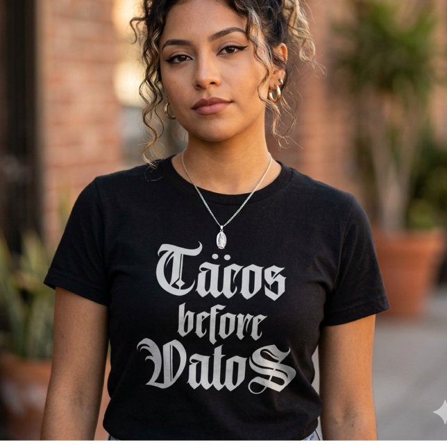 Camiseta divertida Tacos antes que vatos (Tacos before vatos funny shirt)