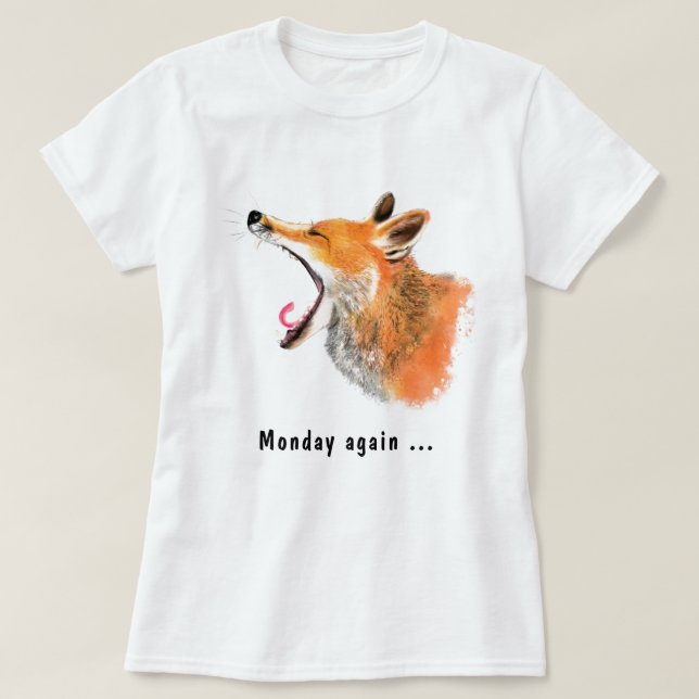 Camiseta divertida: texto de nuevo con Yawning Fox (Diseño del anverso)