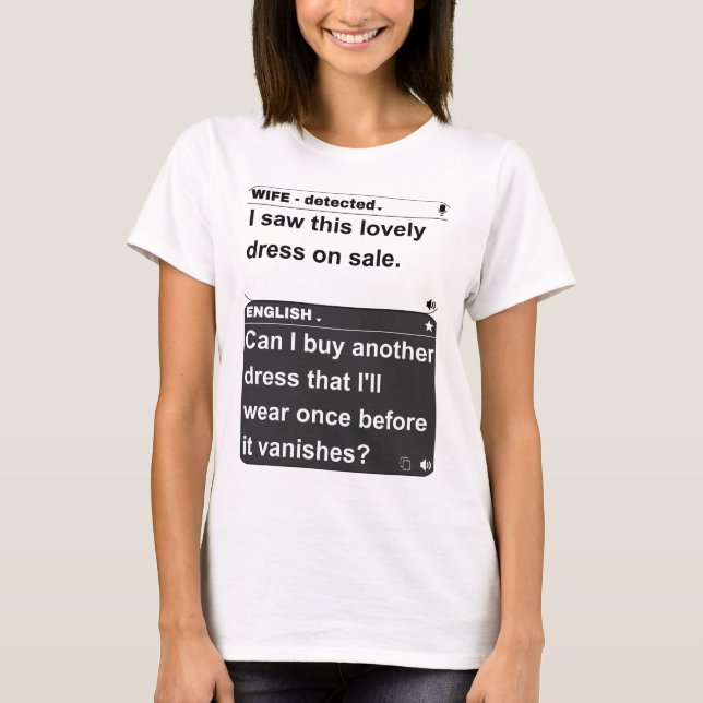 Camiseta Divertida traducción de mujer a inglés 'Vi este am (Anverso)