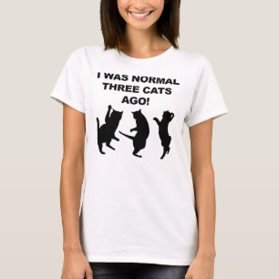 Camiseta Divertida Tres Gatos Normales Atrás