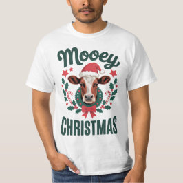 Camiseta Divertida Vaca Fresca Mooey Navidad Granja