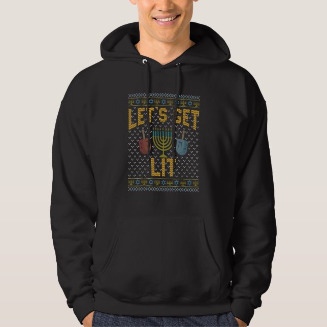 Camiseta divertida y fea de suéter de Hanukkah Let (Anverso)