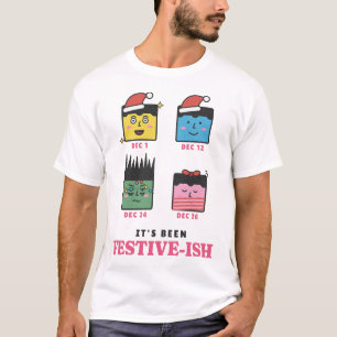 Camiseta Divertidas Caritas Navideñas de Diciembre