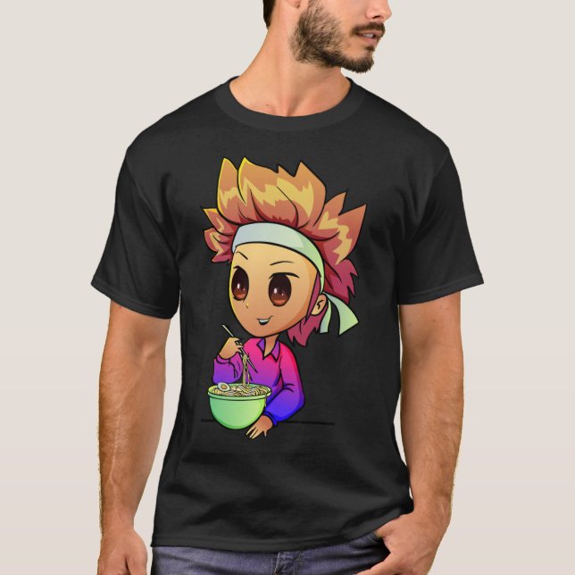 Camiseta Divertidas Guerras De Comida Anime Tee Ramen Para  (Anverso)