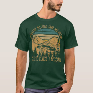 Camiseta Divertidas Guitars Arts Country Roads me llevan a 
