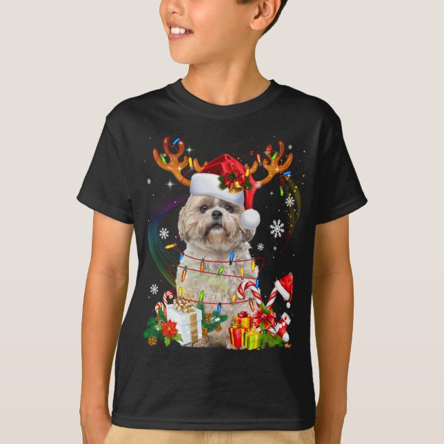 Camiseta Divertidas luces de los Navidades de renos de los  (Anverso)