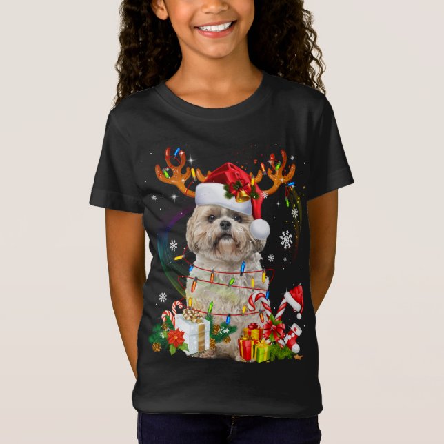 Camiseta Divertidas luces de los Navidades de renos de los  (Anverso)
