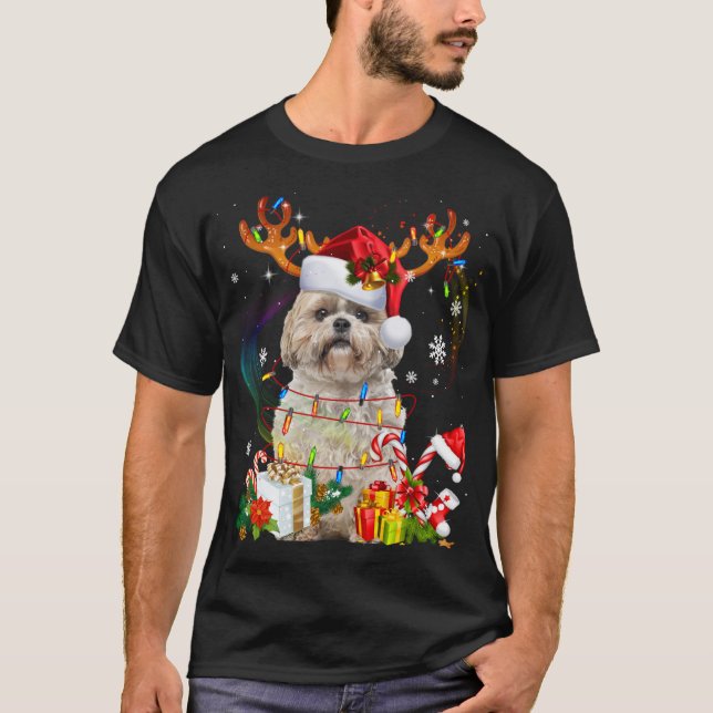 Camiseta Divertidas luces de los Navidades de renos de los  (Anverso)