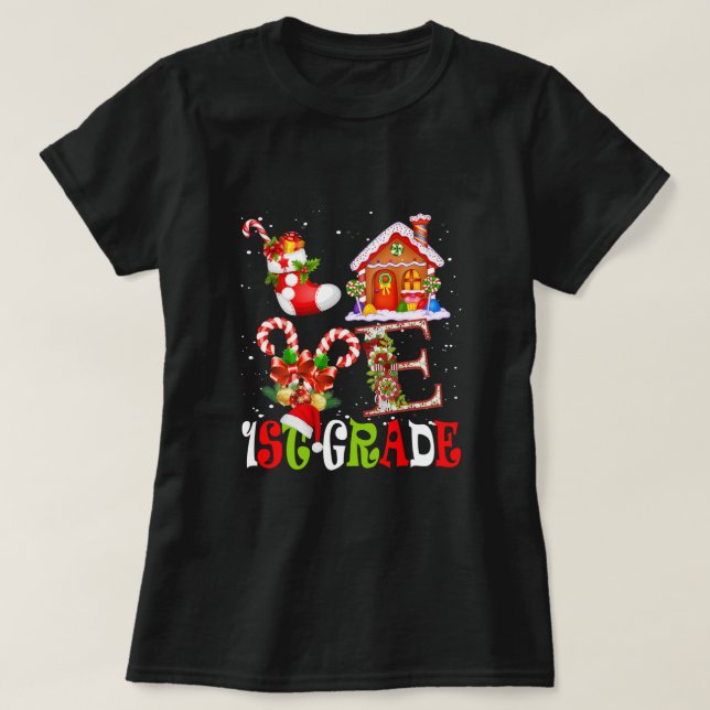 Camiseta Divertidas navidades alumbrando amor 1er grado Pro (Diseño del anverso)