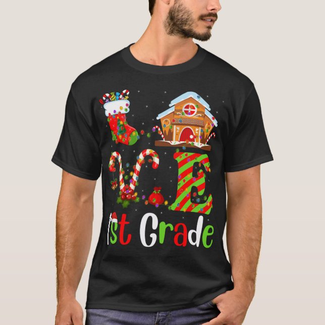 Camiseta Divertidas navidades alumbrando amor 1er grado Pro (Anverso)