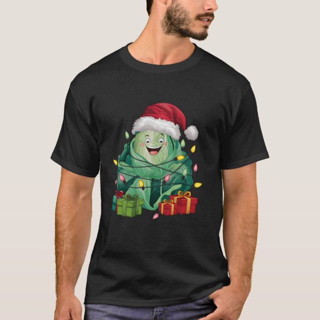 Camiseta Divertidas navidades de col iluminando a Santa Hat (Anverso)