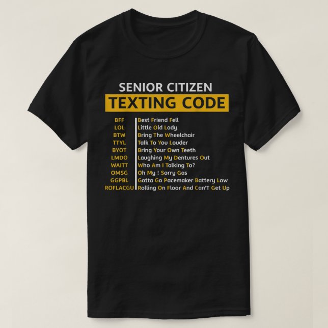 Camiseta Divertidas personas de la tercera edad envían códi (Diseño del anverso)
