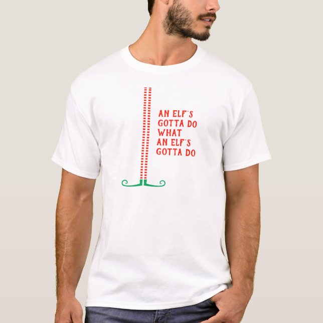 Camiseta Divertidas piernas elfo zapan a un elfo que tiene  (Anverso)