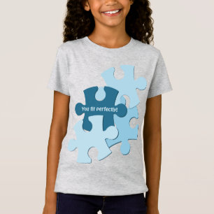 Camiseta Divertidas piezas de rompecabezas en azul que enca