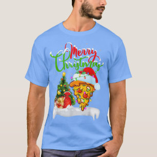 Camiseta Divertidas Pizza Dish Lover Xmas Encendiendo Santa