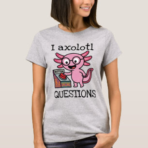 Camiseta Divertidas preguntas de axolotl azteca Oh No botón