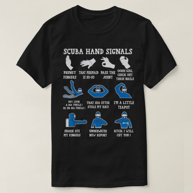 Camiseta Divertidas señales de mano de Scuba Buceo Scuba (Diseño del anverso)