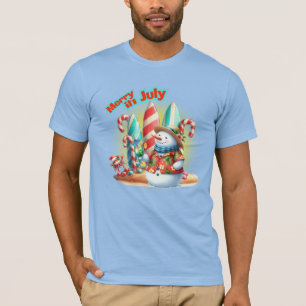 Camiseta Divertidas tablas de surf de muñeco de nieve en ju