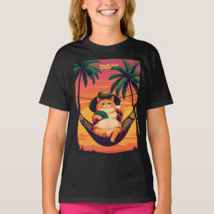 Camiseta Divertidas Vacaciones Retro de Verano para Gatos